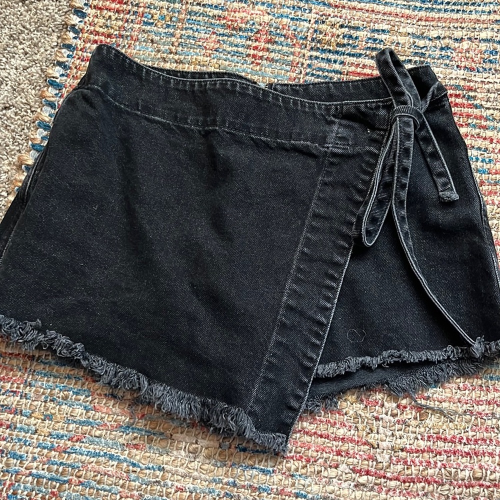 Free People - Black Denim Skort